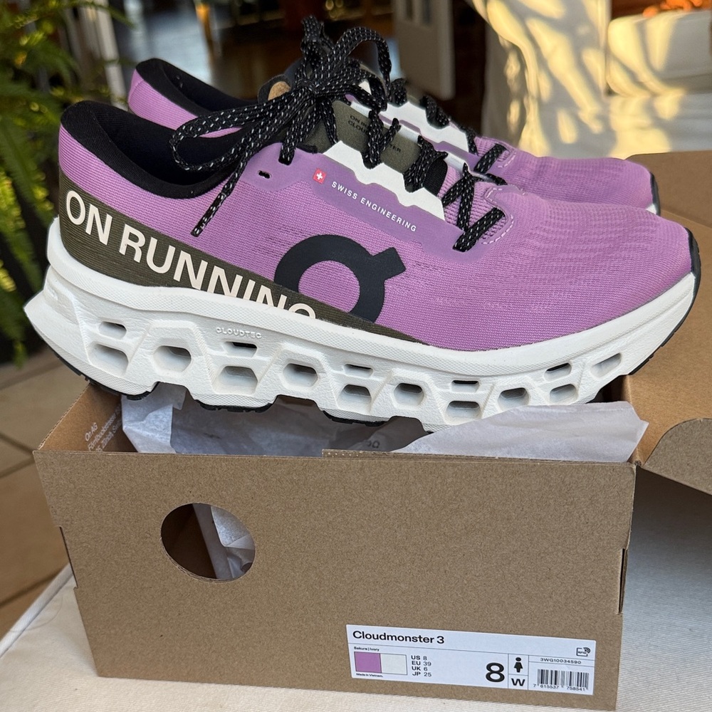 On Running Women's Cloudmonster 3 Athletic Shoes - Lavender and White